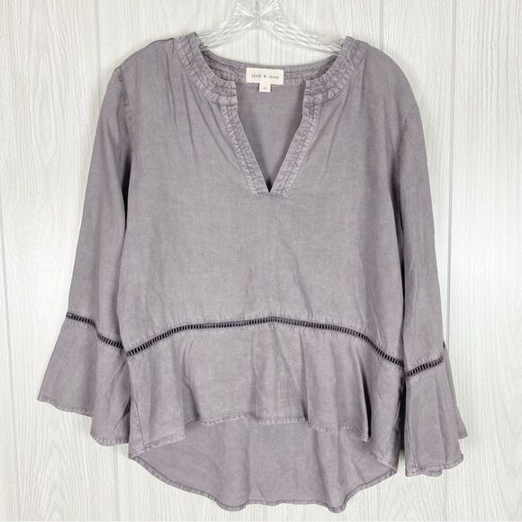 Cloth & Stone | Ladder Trimmed Peplum Blouse Size Medium - Picture 1 of 9